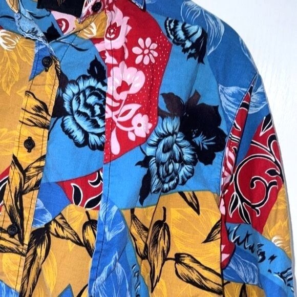 Vintage Frontier Series Floral Patchwork Long-Sleeve Shirt Button-Down Size M - Picture 4 of 9